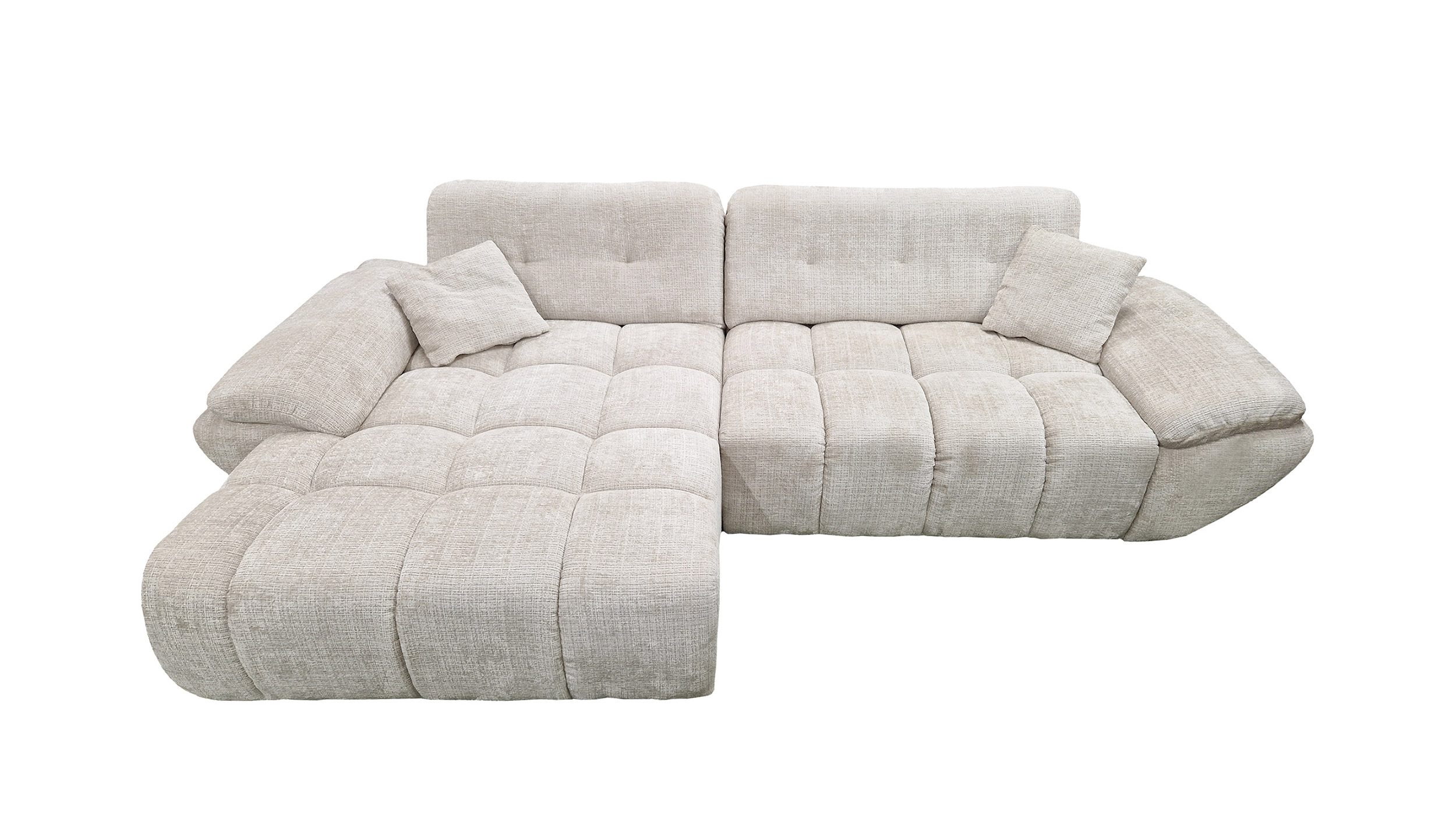 Ecksofa creme elektrisch ausfahrbar 308 cm - HUGO