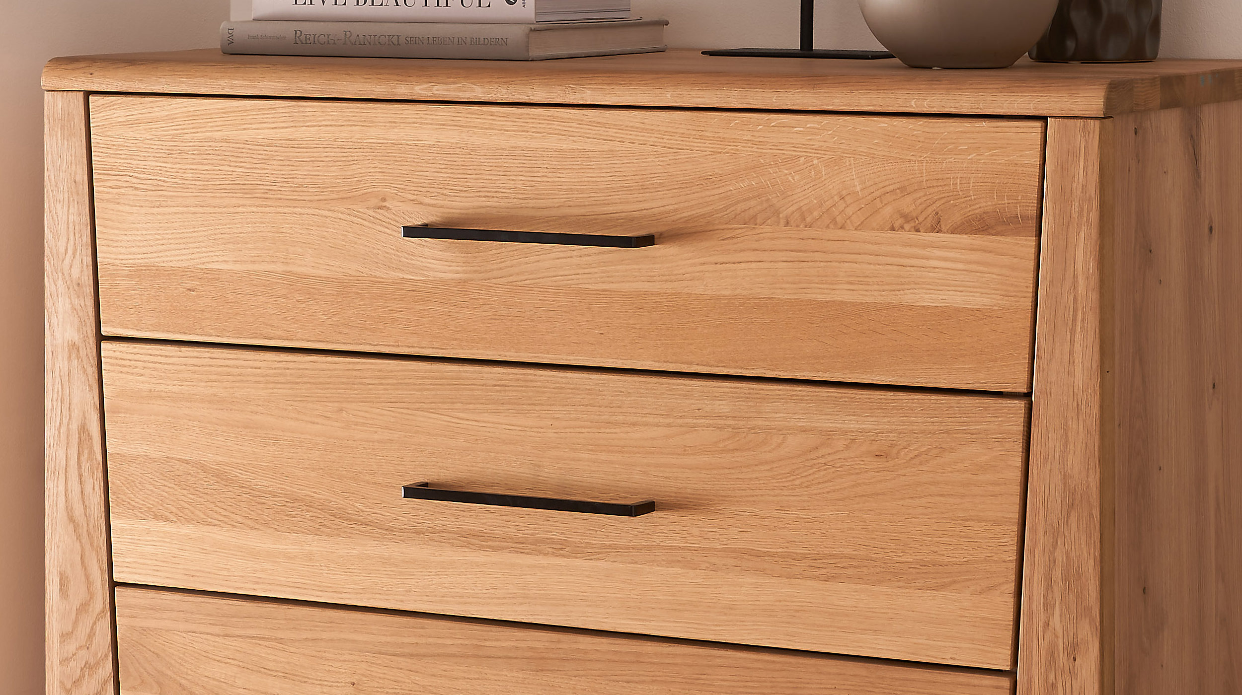 Kommode mit 3 Schubladen Wildeiche teilmassiv geölt 90 cm - VEGARD