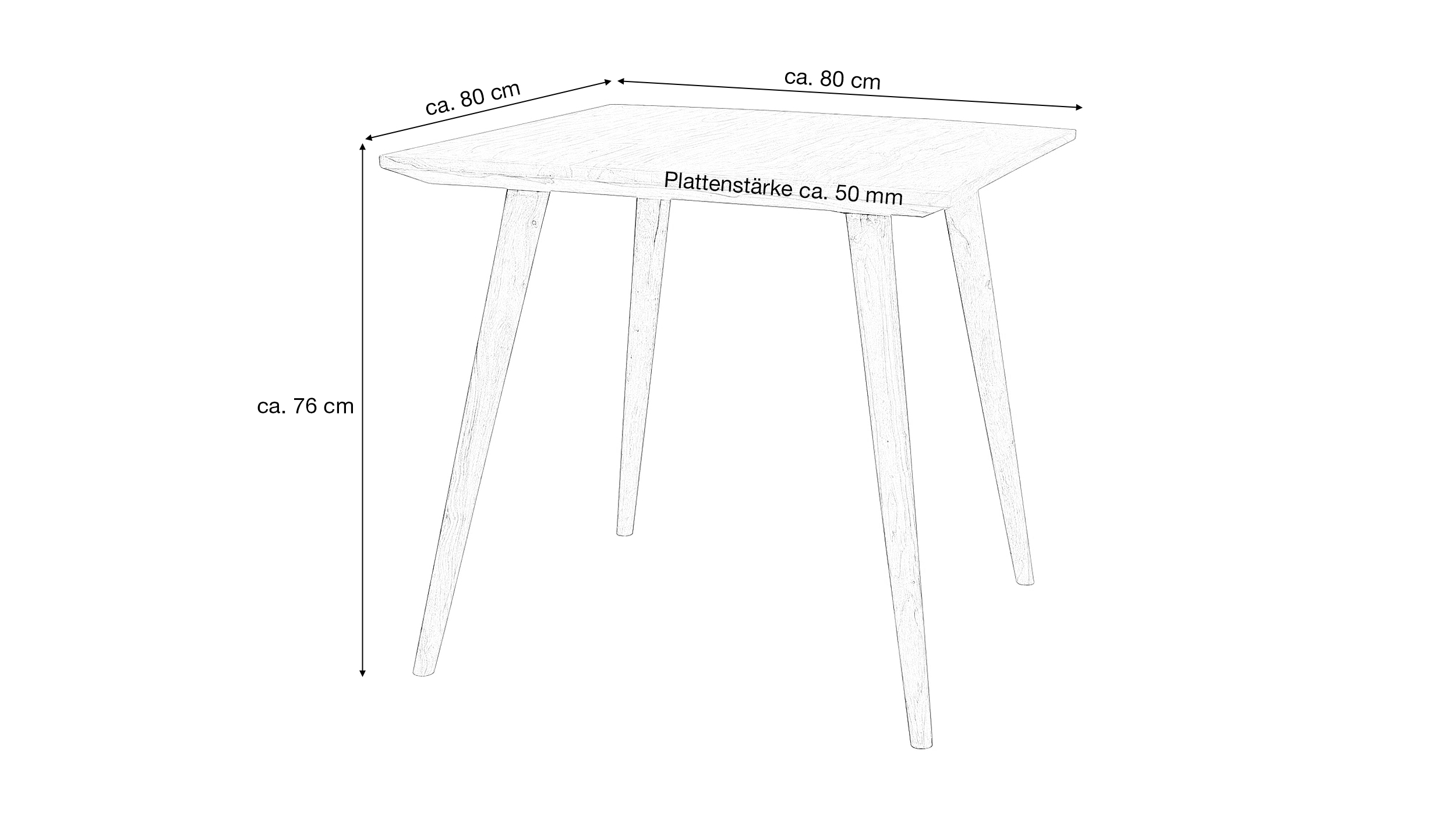 Esstisch 80 x 80 cm Sheesham massiv gebeizt - RAINE 