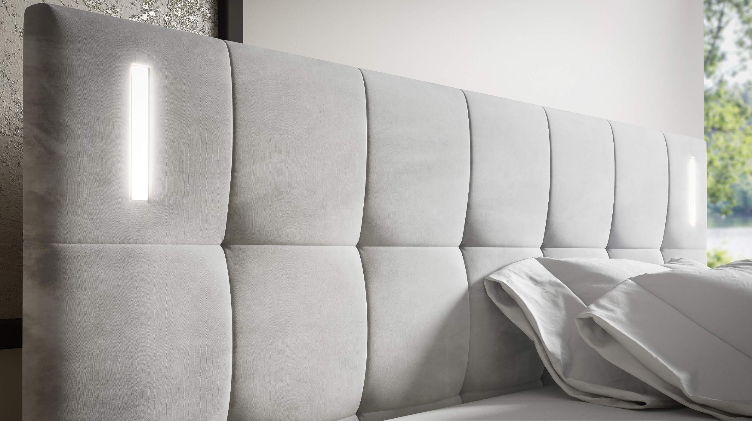 Boxbett 160 x 200 cm mit Bettkasten grau Samtbezug - DALIO