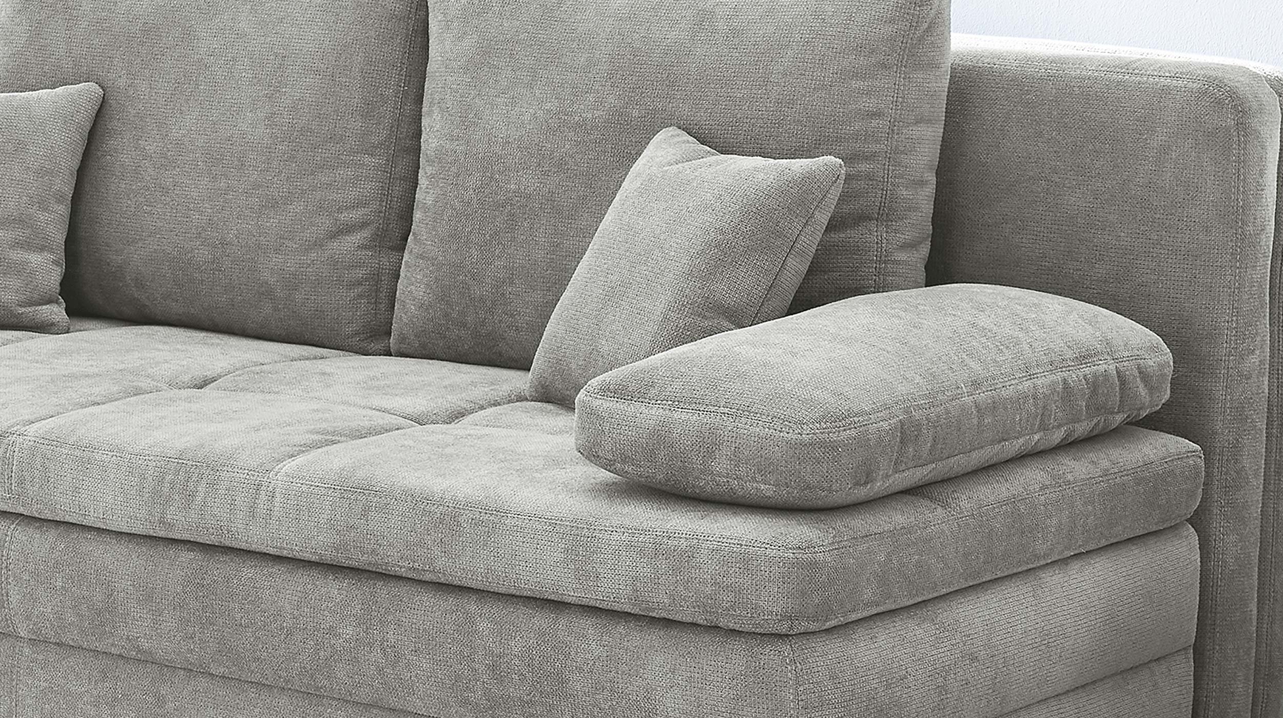 Schlafsofa grau inkl. Topper - Bettkasten 203 cm - LINDAU