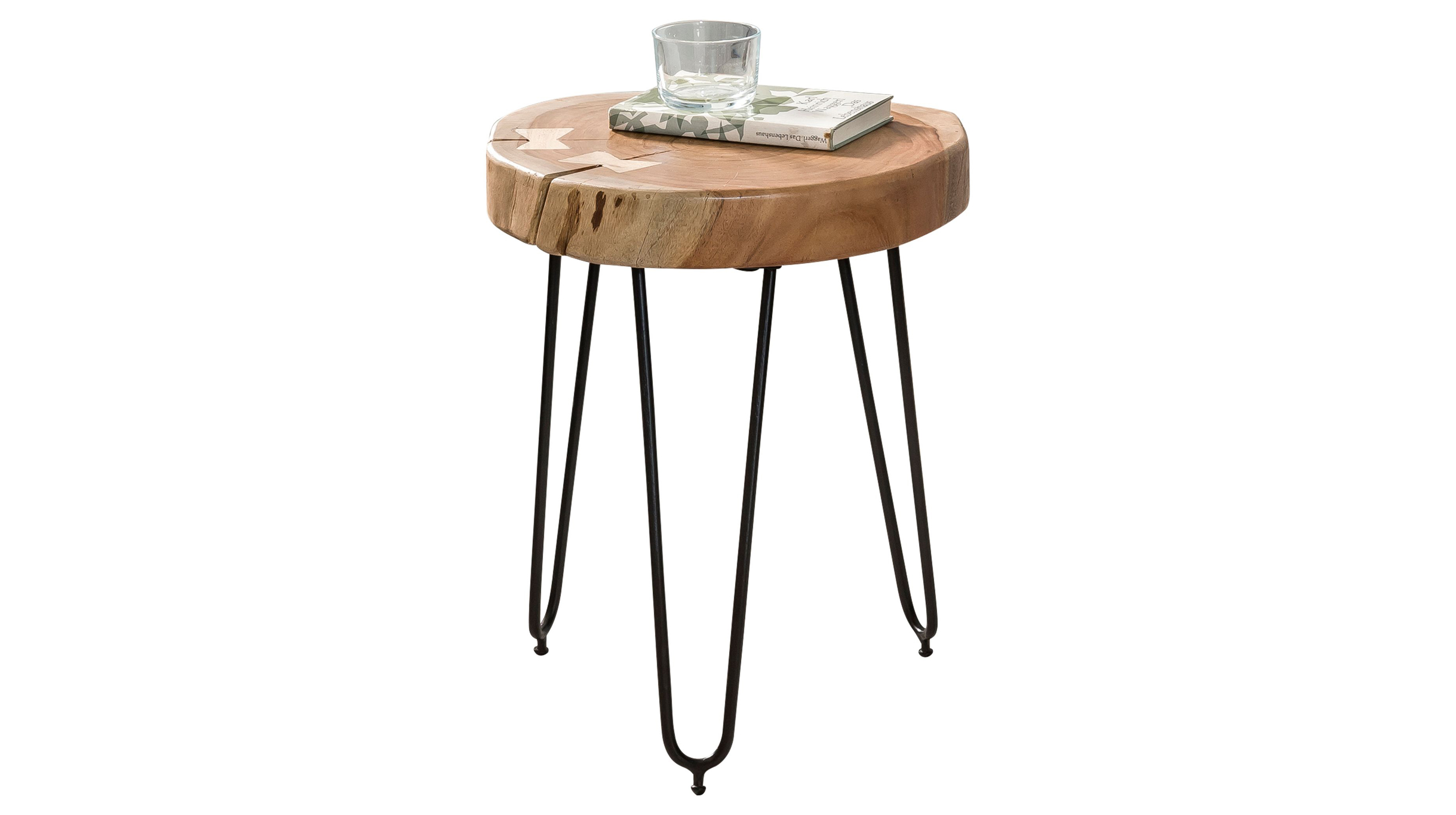 Beistelltisch Akazie massiv lackiert - rund - 35 x 45 cm - ACAS