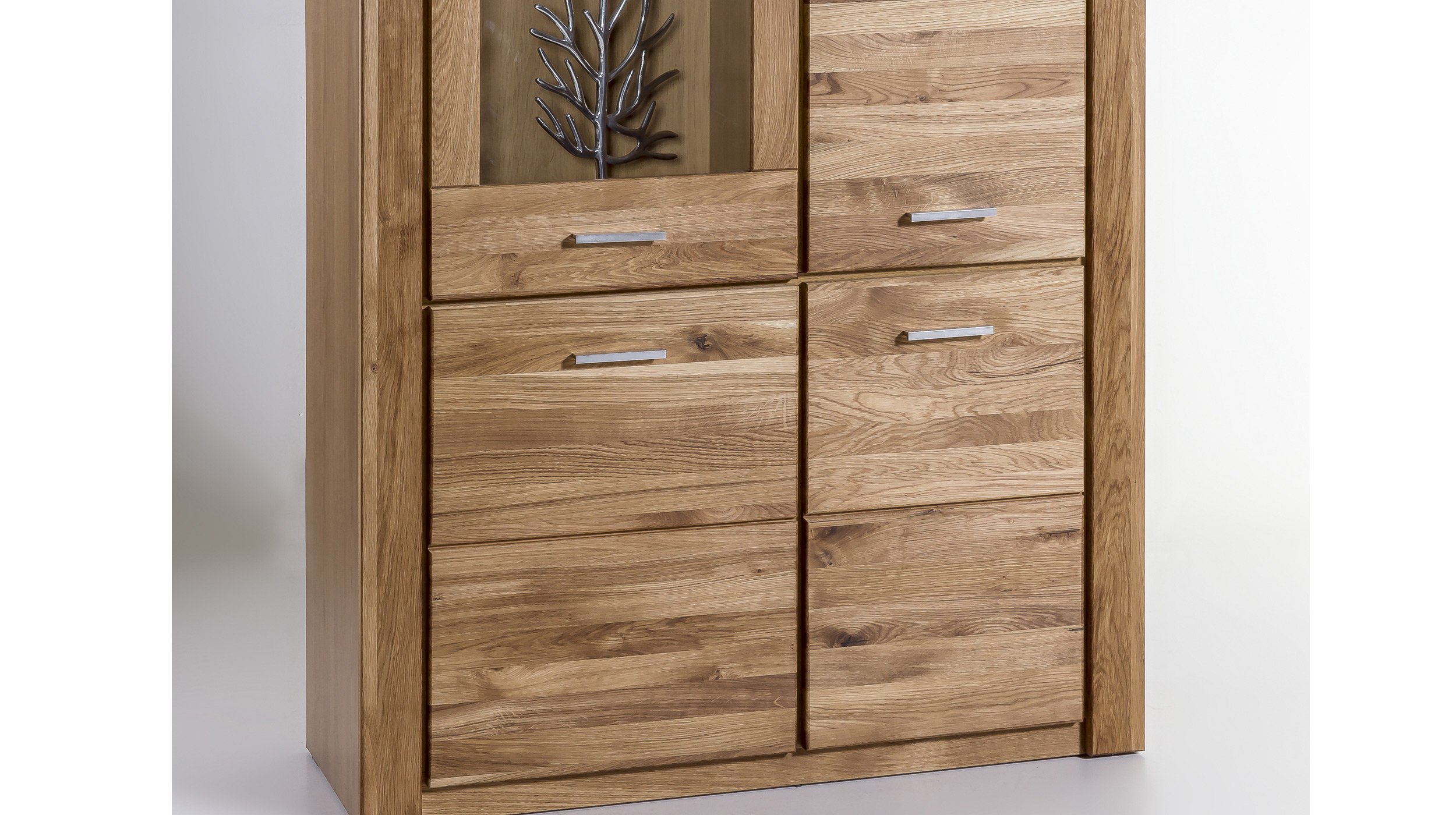 Vitrine mit Glastür Wildeiche teilmassiv geölt Breite 108 cm - FREYJA