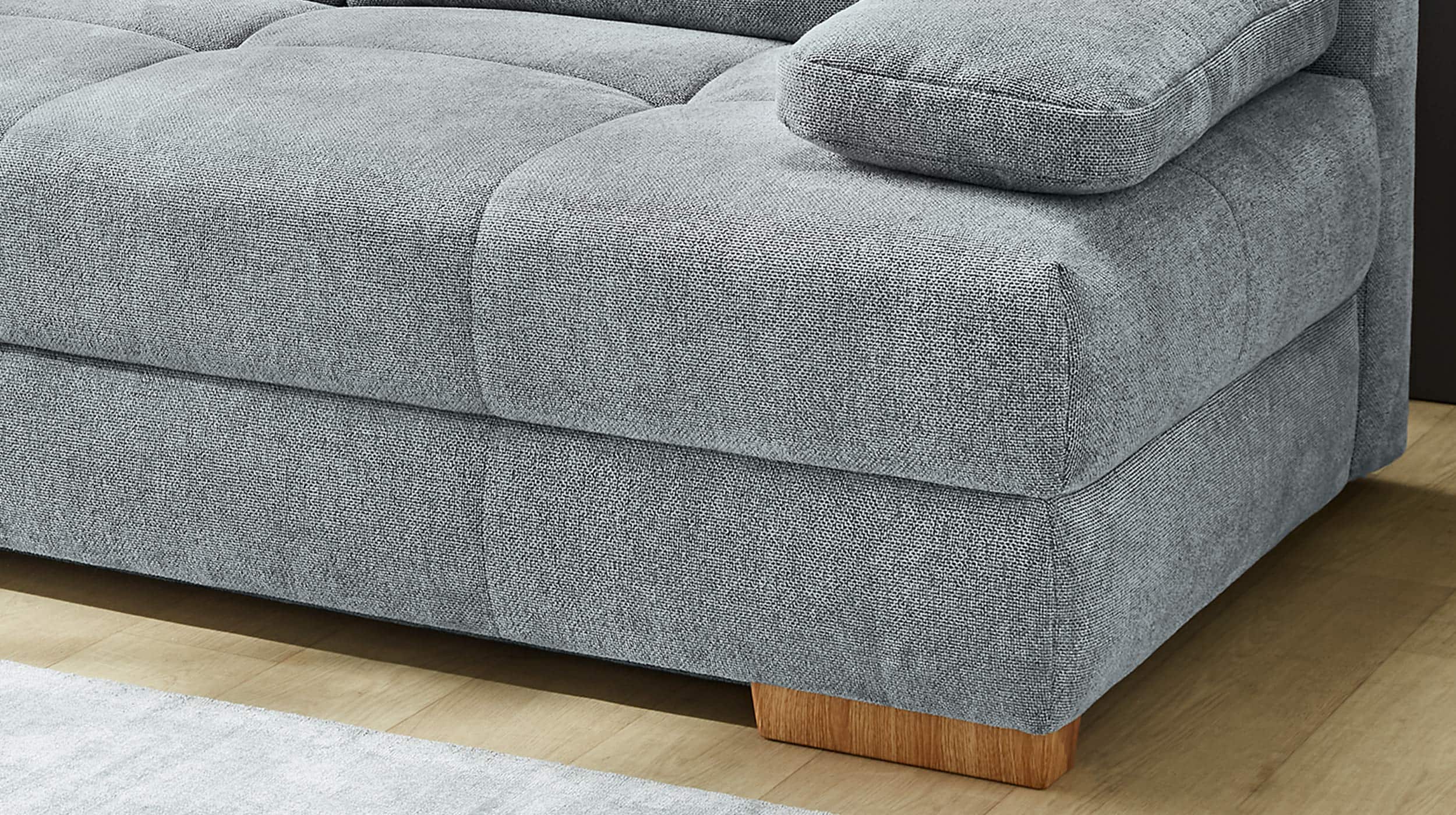 Schlafsofa mit Bettkasten grau 203 cm Dauerschläfer - CALLI