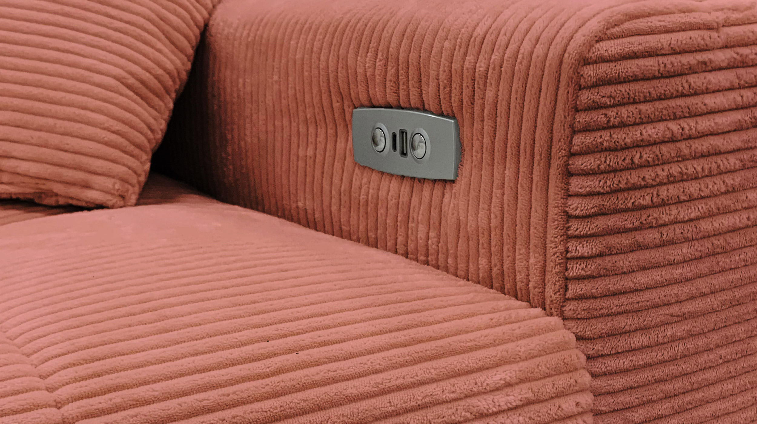 Ecksofa Cord rost ausziehbar - Sitztiefenverstellung 256 cm - OT links - SIMPLE