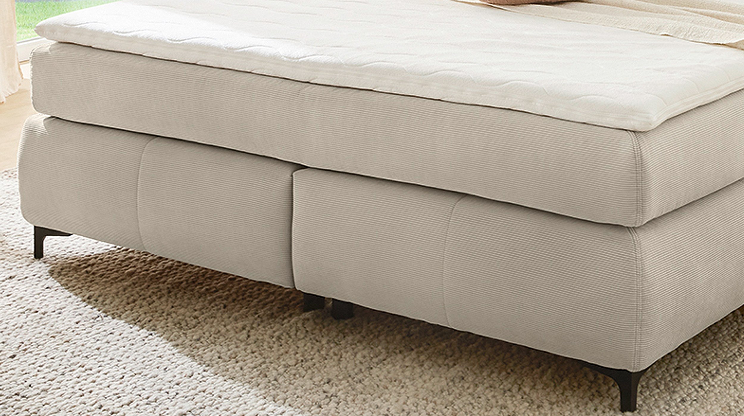 Boxspringbett 180 x 200 cm beige Feincord - BEATRICE