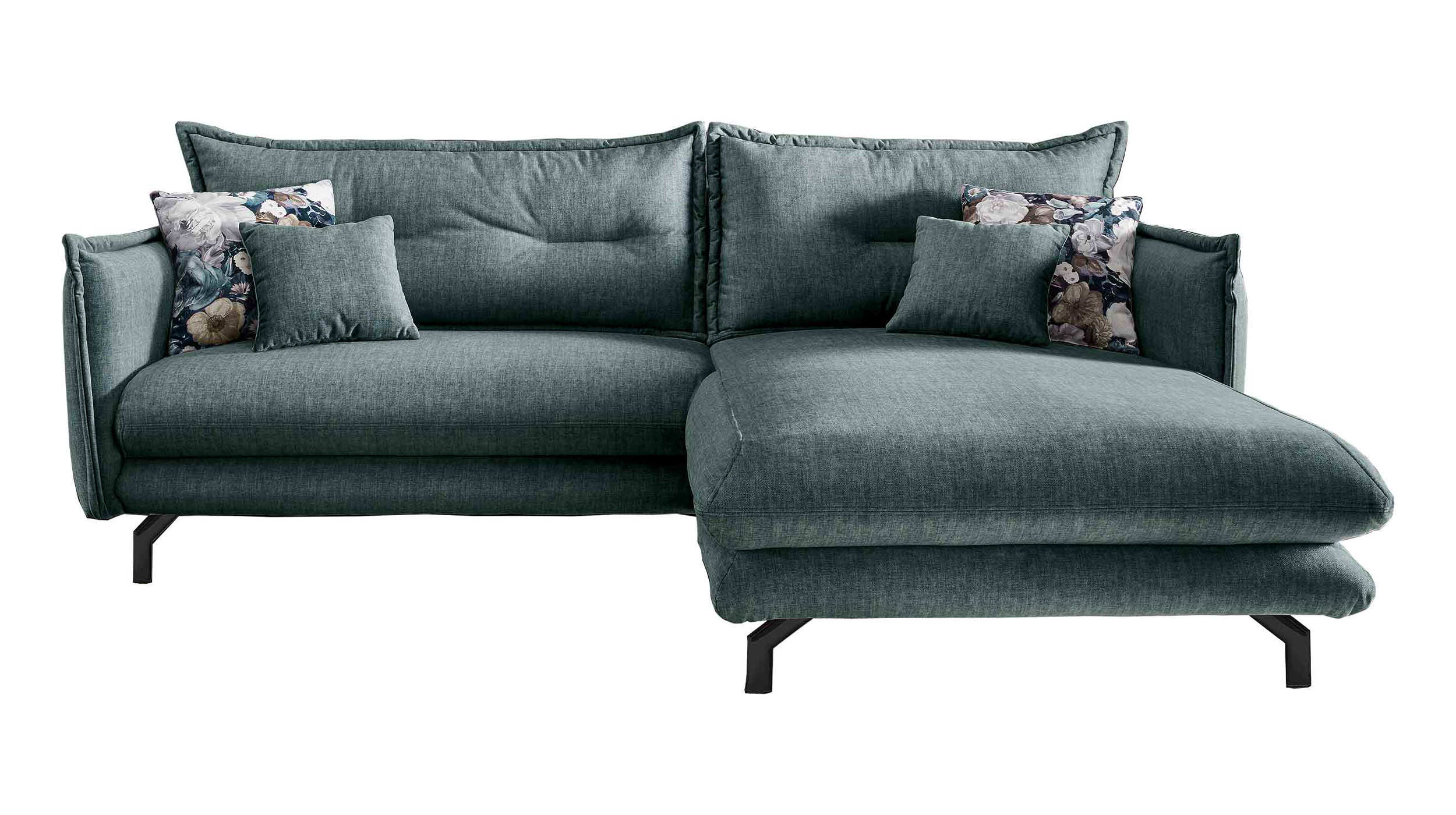 Ecksofa blau 255 x 180 cm - verstellbare Armlehnen - LAVA
