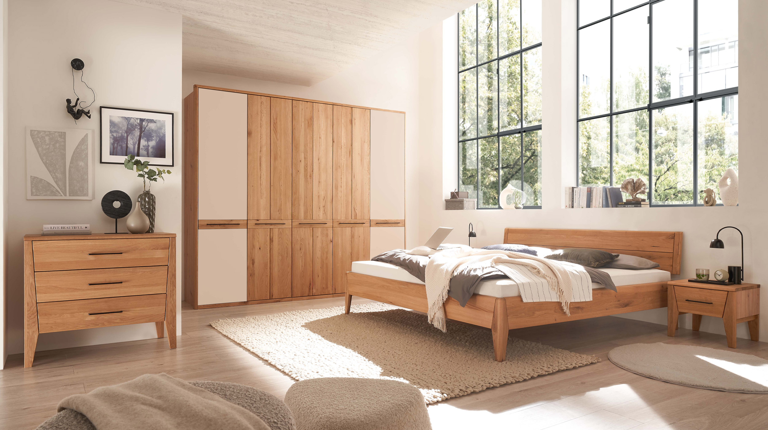 Kommode mit 3 Schubladen Wildeiche teilmassiv geölt 90 cm - VEGARD