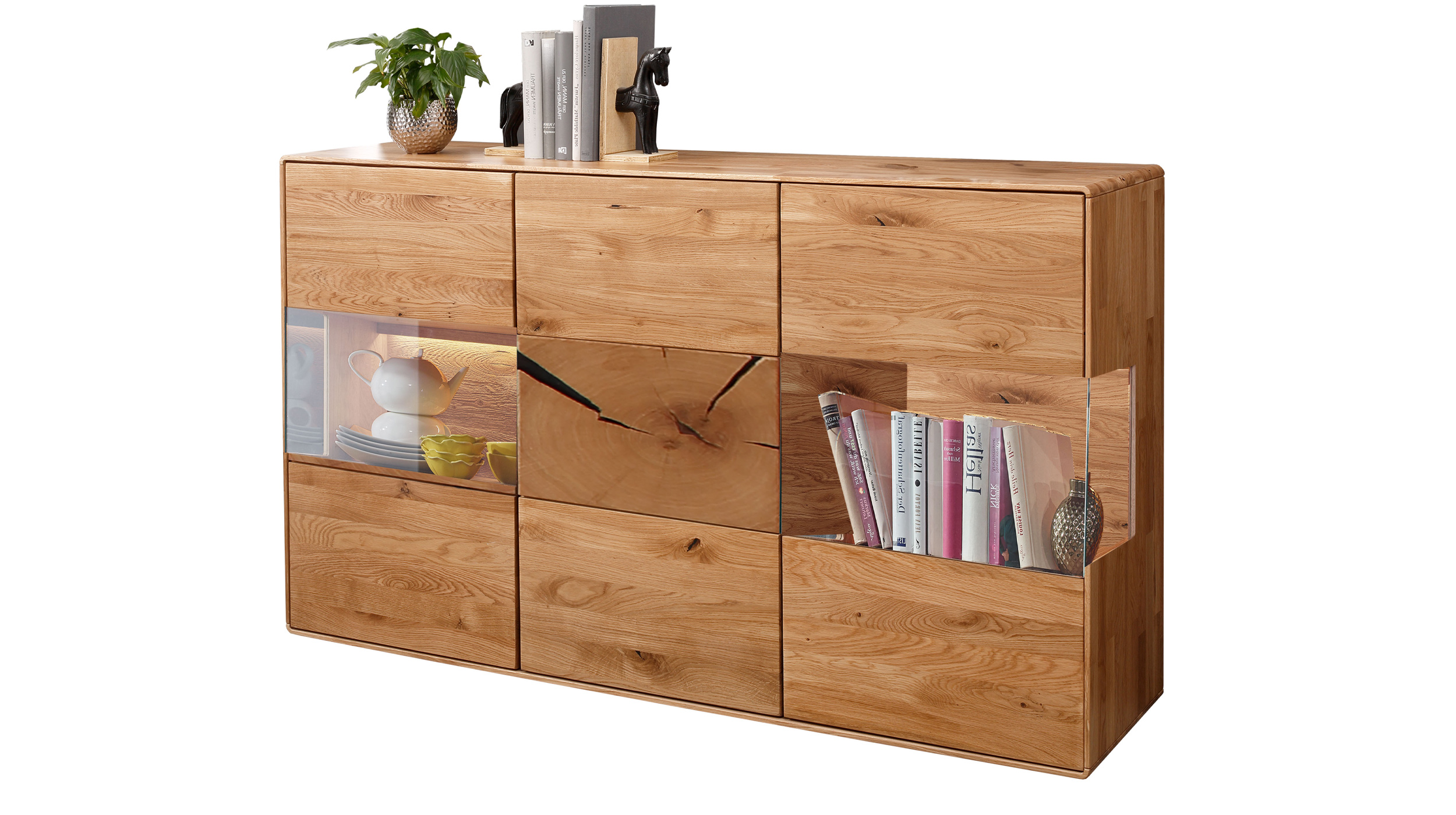Sideboard Wildeiche massiv geölt - montiert - 150 cm - TORVEN