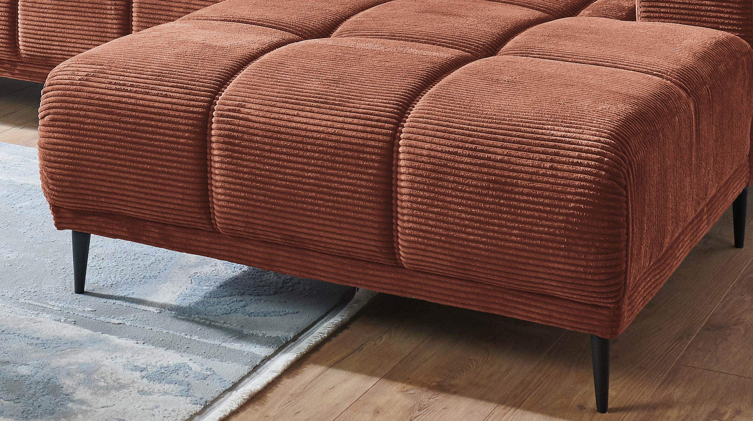 Ecksofa Cord rost 286 x 195 cm - MARISOL