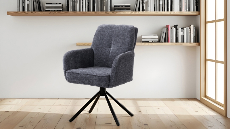 Armlehnstuhl anthrazit Drehstuhl Taschenfederkern - JÖRDIS