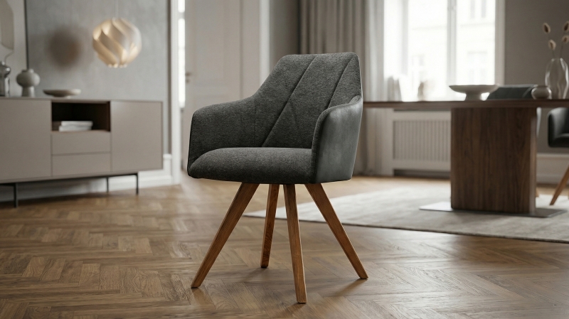 Armlehnstuhl Federkern drehbar anthrazit-Wildeiche - REDDING