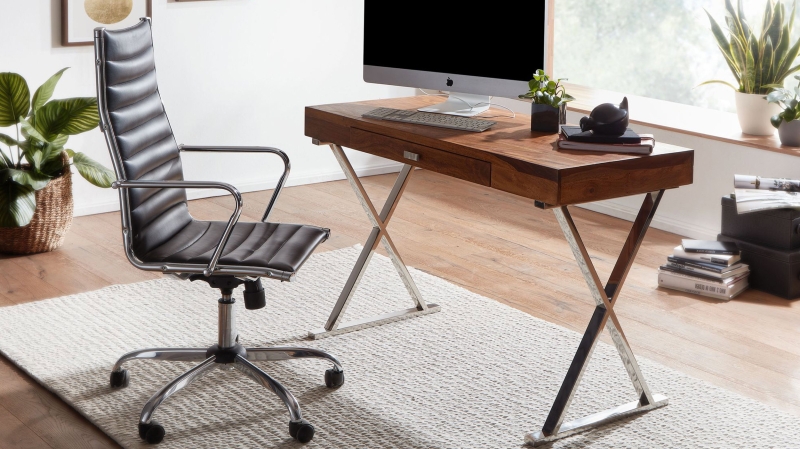 Schreibtisch mit Schublade Sheesham massiv - 120 cm - SOLVIG 