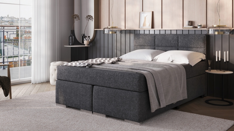 Boxbett 140 x 200 cm grau Stoffbezug - ONE
