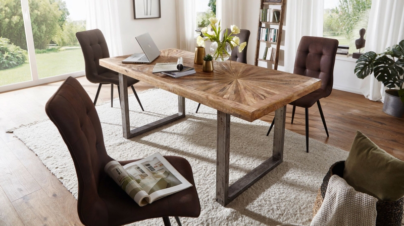 Esstisch massives Mango-Holz lackiert 200 x 100 cm - MARETH