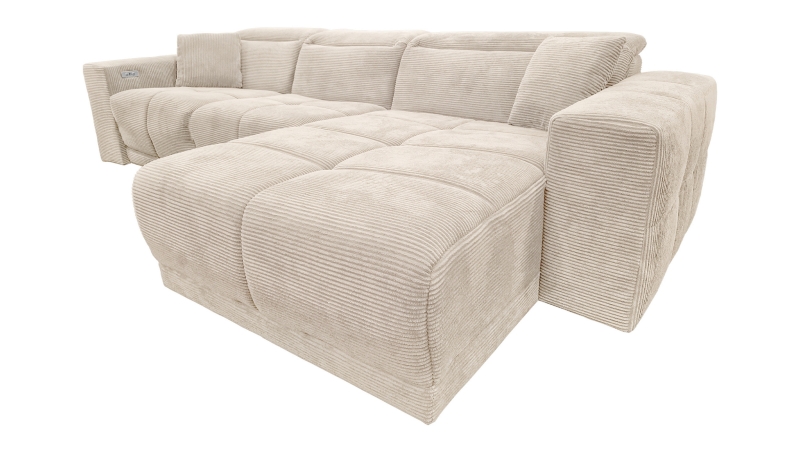 Ecksofa Cord beige 302 x 167 cm mit Relaxfunktion - OT rechts - TONI