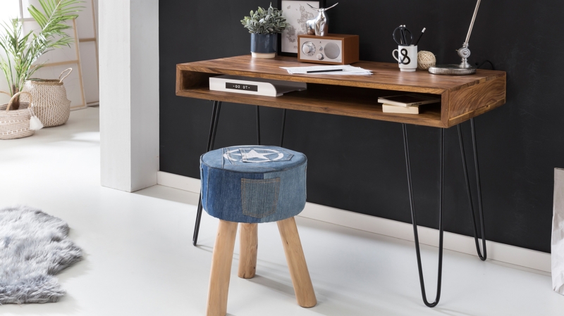 Schreibtisch Sheesham massiv gebeizt 110 x 60 cm - BARDI