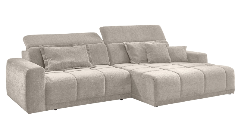 Ecksofa beige - 288 x 176 cm - Sitztiefenverstellung - OT rechts - BROOK