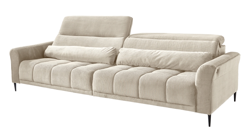 Big Sofa Cord beige ausziehbar - Sitztiefenverstellung - 280 cm - LOGAN 
