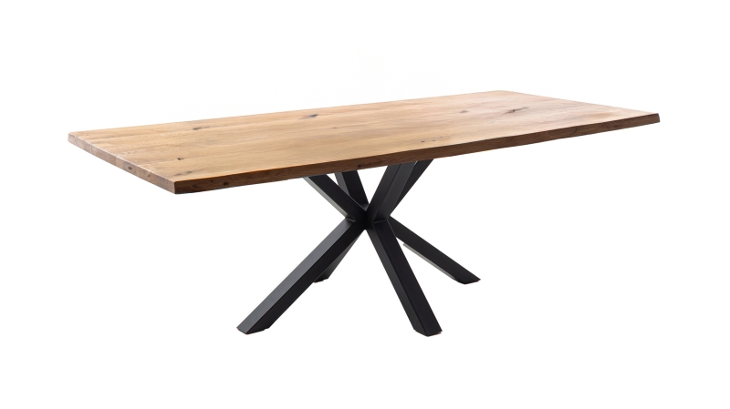 Esstisch Baumkantentisch Optik 160 cm massiv Wildeiche geölt - DAHLIA