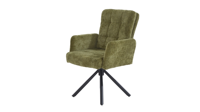Armlehnstuhl grün Drehstuhl Taschenfederkern Chenille - HEDIA