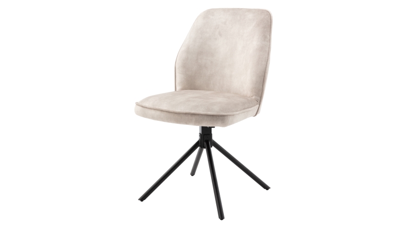 Polsterstuhl creme Metallgestell Velours Optik drehbar - OTTAWA