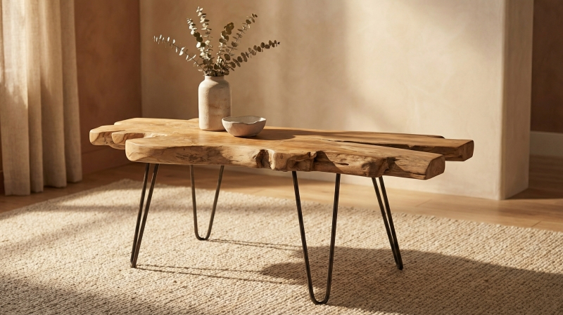 Couchtisch Massivholz Teak 100 x 40 cm - TALLUS