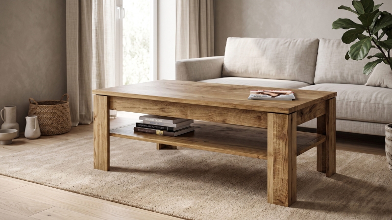 Couchtisch Wildeiche massiv geölt 110 x 65 cm - FREYJA