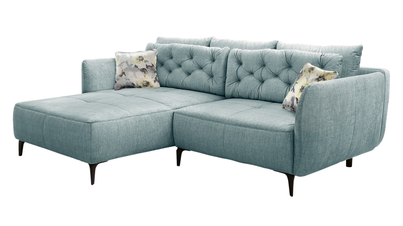 Ecksofa blau Veloursbezug 251 x 186 cm - SALO