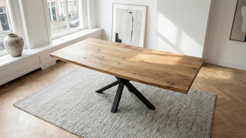 Esstisch Baumkantentisch Optik 220 cm massiv Wildeiche geölt - DAHLIA