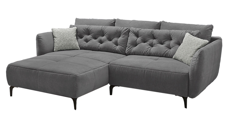 Ecksofa grau Veloursbezug 251 x 186 cm - SALO