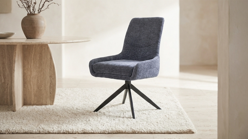 Polsterstuhl anthrazit Drehstuhl Taschenfederkern - JANA