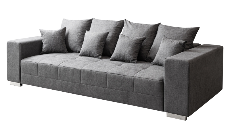Big Sofa grau - 254 cm - mit Nosagunterfederung - BORNEO