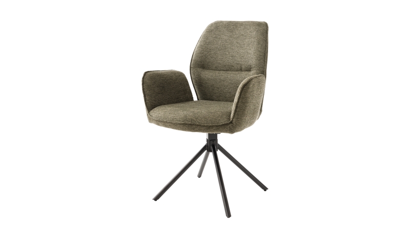 Armlehnstuhl olive Drehstuhl Stoffbezug Chenille Optik - GREYTON