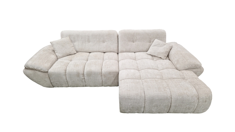 Ecksofa creme elektrisch ausfahrbar 308 cm - OT rechts - HUGO