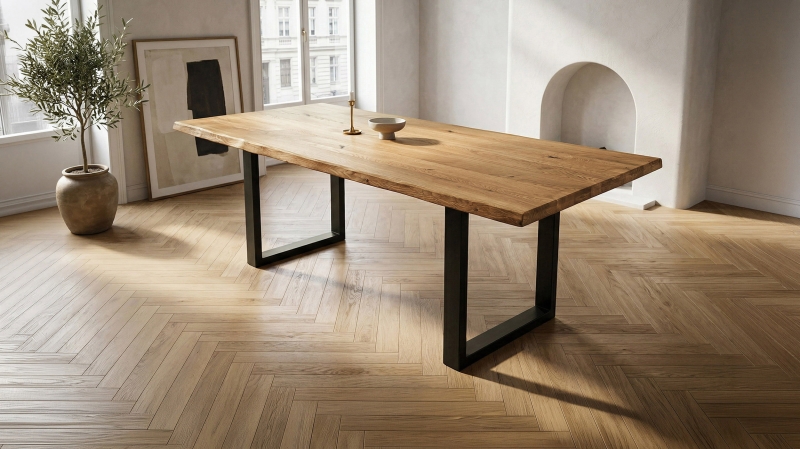 Esstisch Baumkantentisch Optik 180 cm Wildeiche massiv geölt - DALIUS