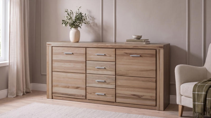 Sideboard mit 4 Schubladen Kernbuche massiv geölt 159 cm - FREYJA