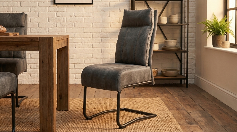 Schwingstuhl grau mit Taschenfederkern-Polsterung - Luxus Komfortsitz - AZUL