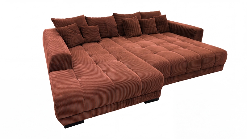 Ecksofa Cord rost elektrisch ausfahrbar 300 cm - OT links - ARTEMIS