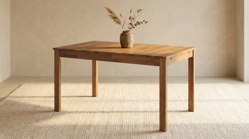 Esstisch 125 cm ausziehbar 165 cm Wildeiche massiv geölt - BASCO