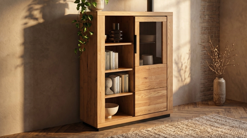 Highboard Wildeiche teilmassiv geölt 112 cm - GRENO