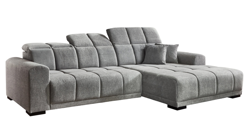 Ecksofa grau elektrisch ausfahrbar 301 x 195 cm - OT rechts - MASTER