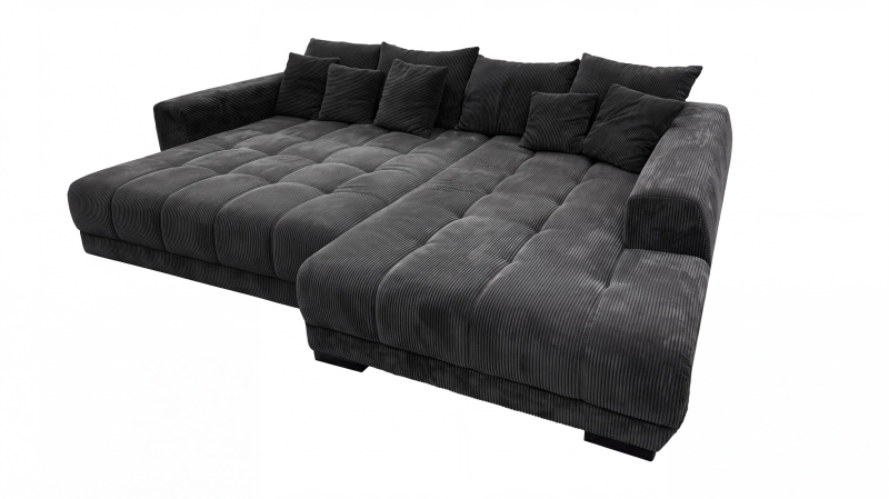 Ecksofa Cord grau elektrisch ausfahrbar 300 cm - OT rechts - ARTEMIS