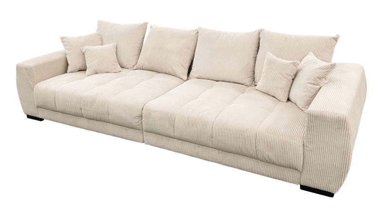 Big Sofa Cord beige mit Nosagunterfederung 300 cm - ARTEMIS