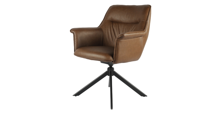 Armlehnstuhl braun im Lederlook 360-Grad drehbar - ELIAS