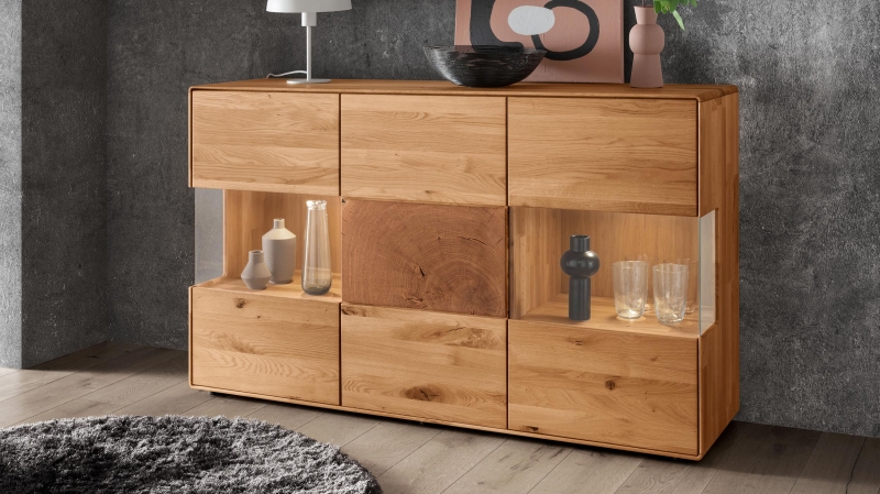 Sideboard Wildeiche massiv geölt - montiert - 150 cm - TORVEN