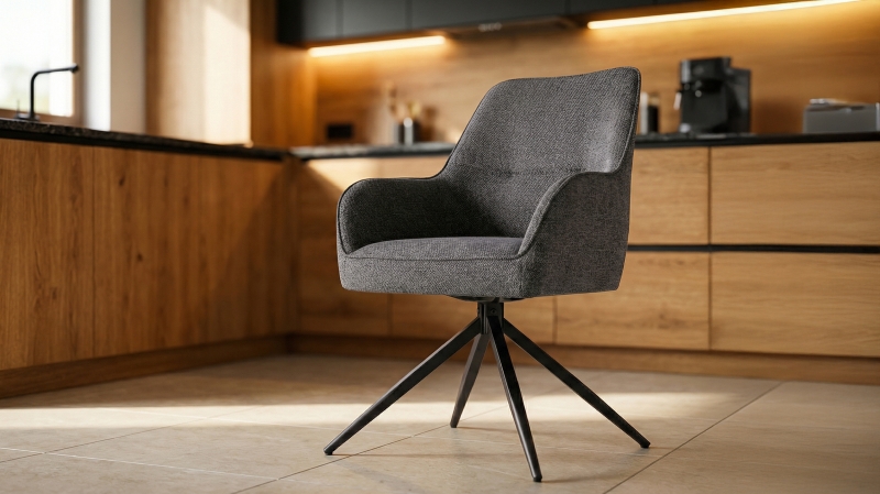 Armlehnstuhl anthrazit Webstoff  Drehstuhl Taschenfederkern - JETTE