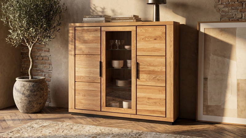 Highboard Wildeiche teilmassiv geölt 153 cm - GRENO