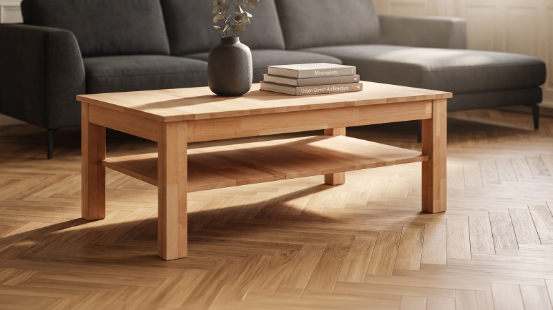 Couchtisch Kernbuche massiv rechteckig 104 x 62 cm - FENJA