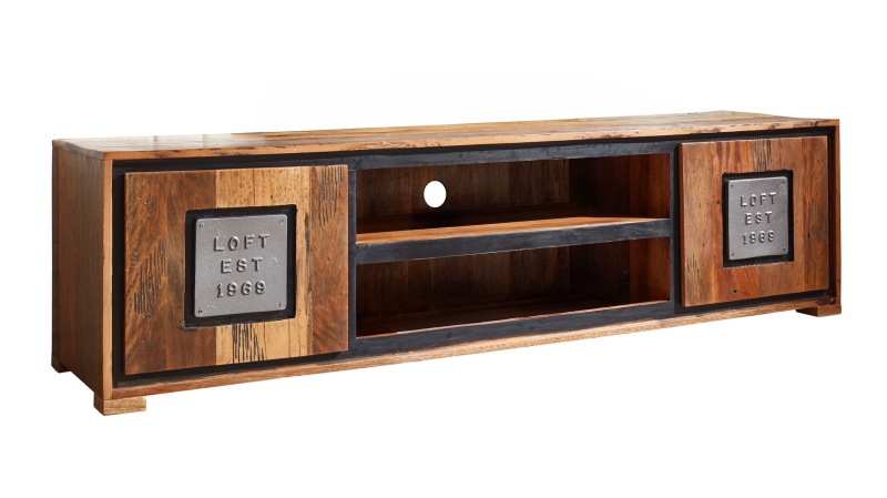 TV - Lowboard Akazie Altholz massiv montiert - 180 cm - NARVIK